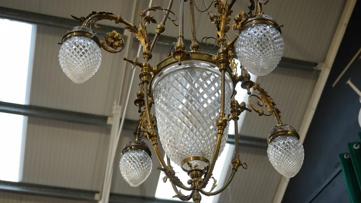 Antique French-Style Bronze and Cut Glass Chandeli - Image 4