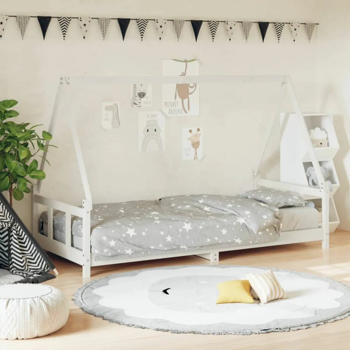 BN Kids Bed Frame White 90x190 cm Solid Wood Pine - Image 1