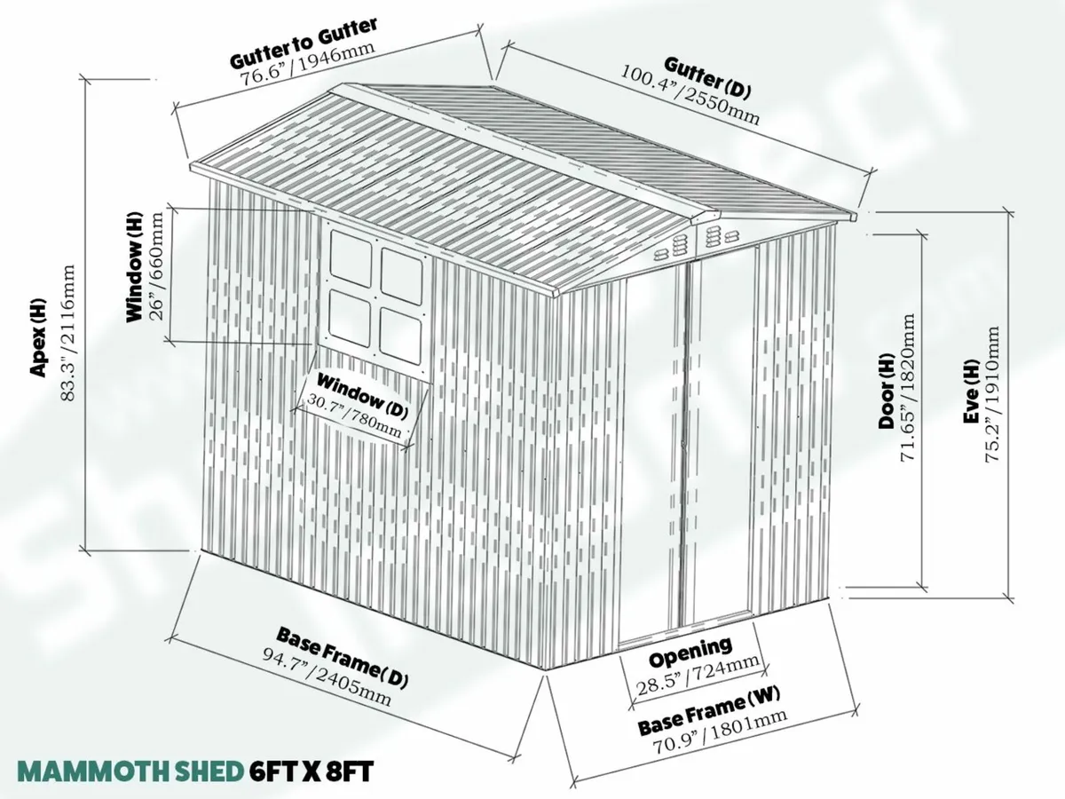 The Mammoth 6ft x 8ft Steel Garden Shed - Image 3
