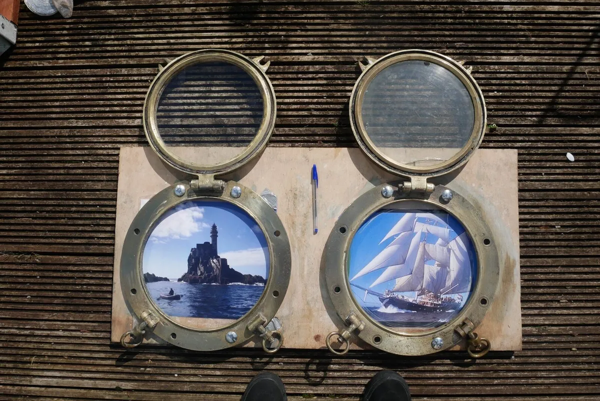 Brass Portholes  , Pair salvaged - Image 1