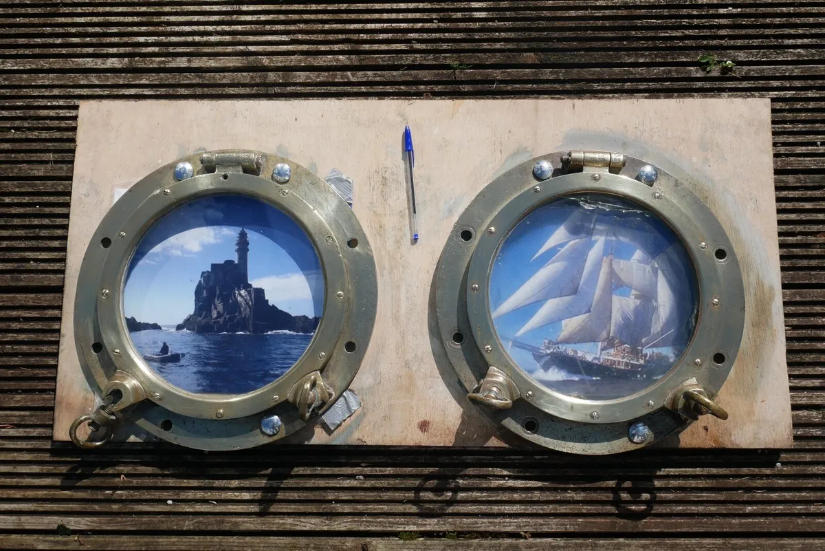 Brass Portholes  , Pair salvaged - Image 3