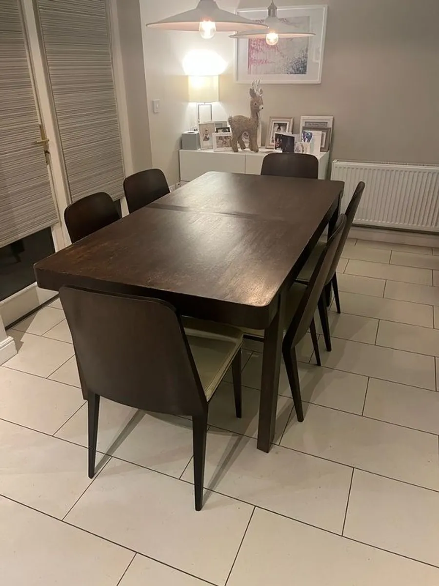 Calligaris Dining Table & 6 Chairs (Solid Walnut) - Image 1