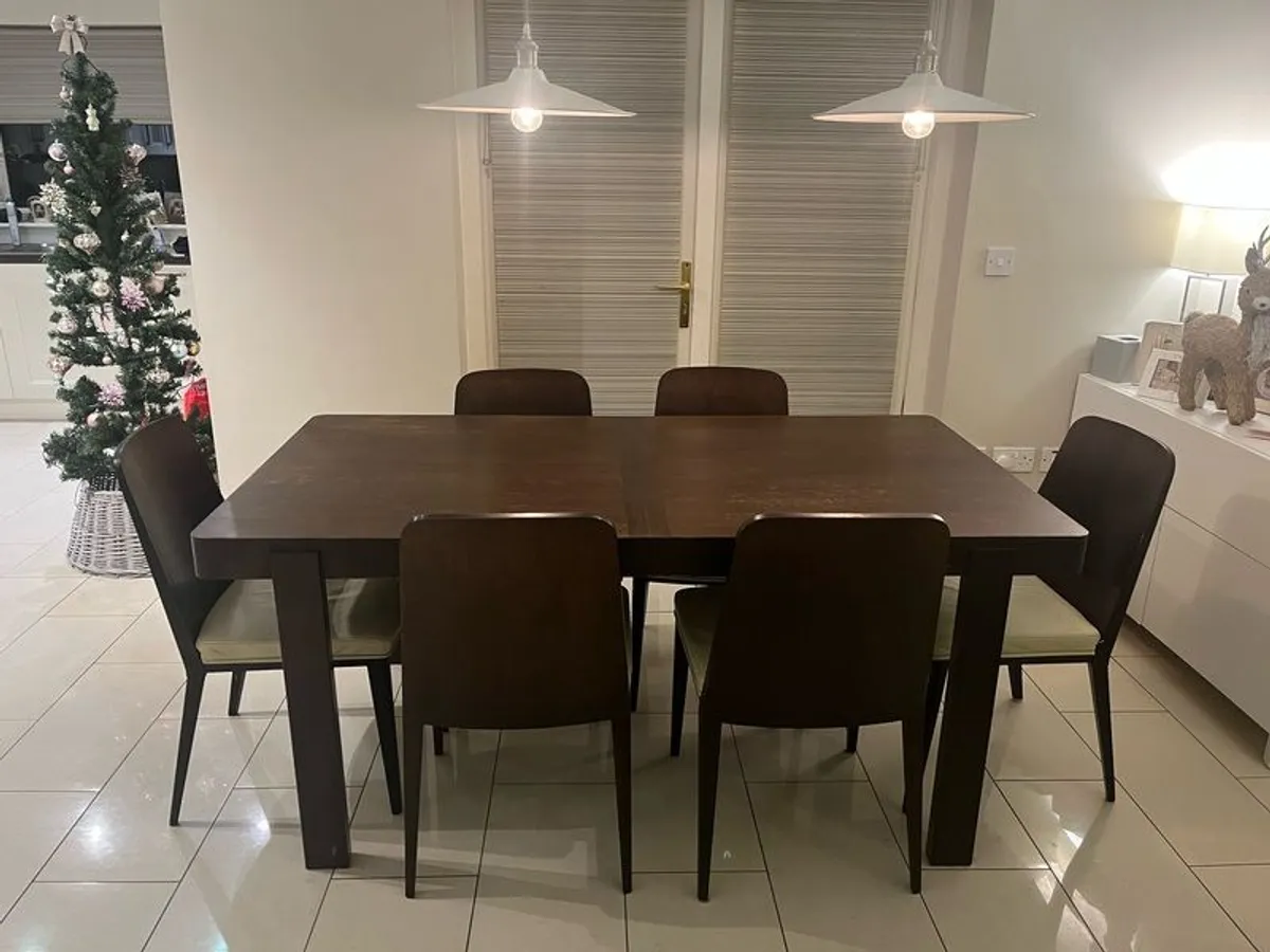 Calligaris Dining Table & 6 Chairs (Solid Walnut) - Image 2