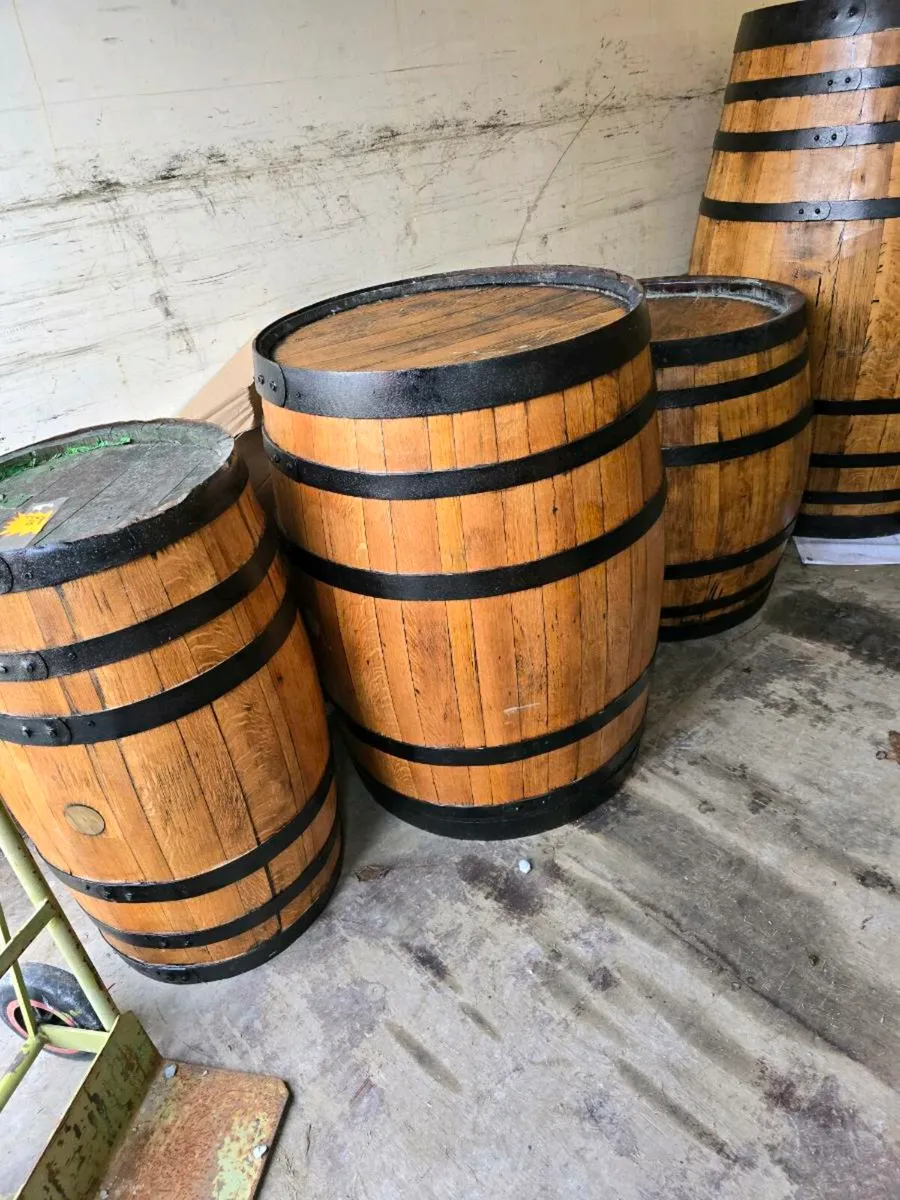 oak barrels cleaned up garden ornament flower pots - Image 1