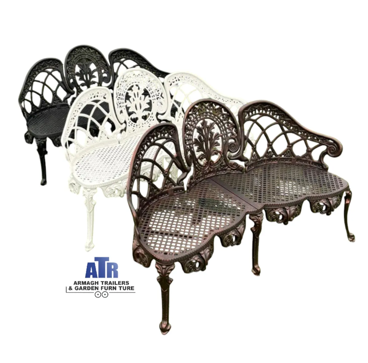 Good quality cast aluminium garden furniture bench - Image 1