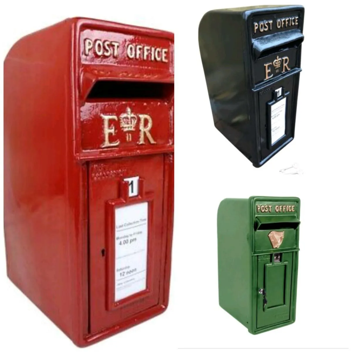 Old style vintage cast iron er harp post boxes - Image 1