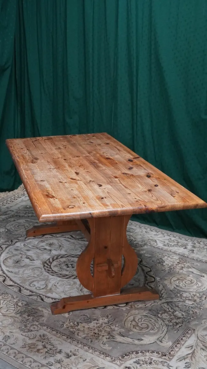 Rustic Solid Wood Dining Table with 6 Chairs - Image 4