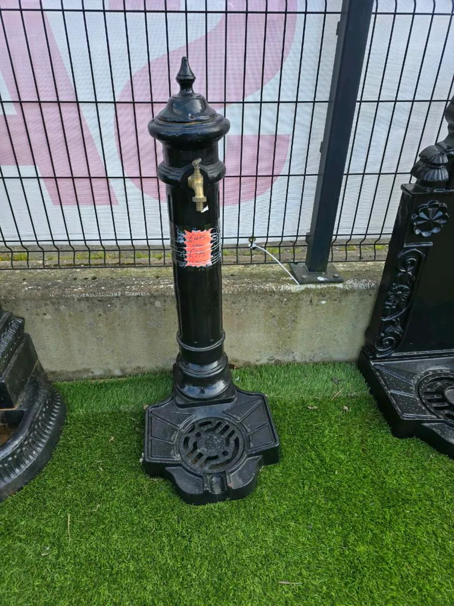 Cast iron flat back garden water tap and pumps - Image 4