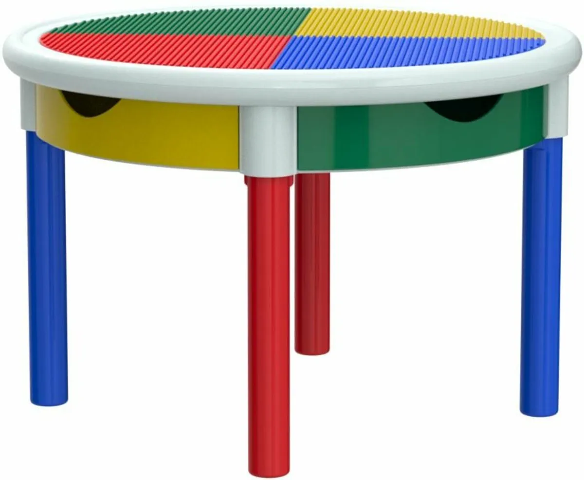 Round lego table with drawers