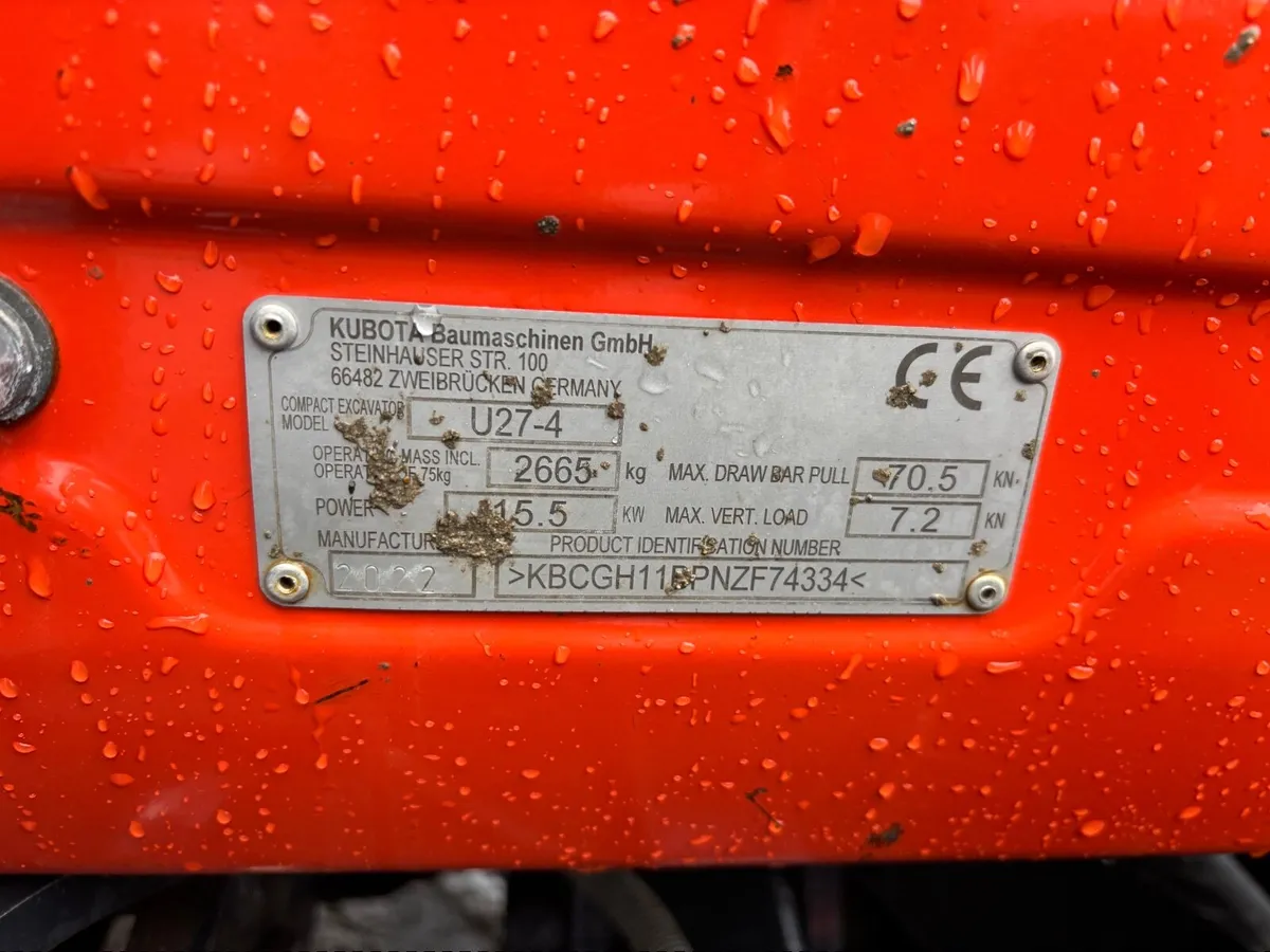 2022,KUBOTA U27-4 ONLY 600 HOURS - Image 3