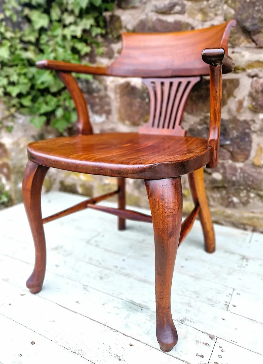 Antique Walnut Desk Chair- Circa 1900 - Image 3