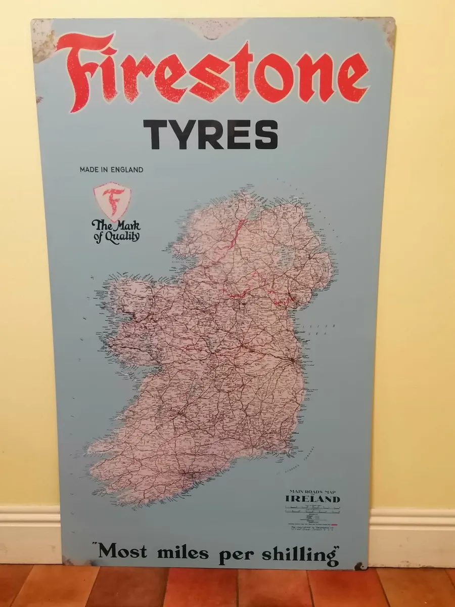 Large Metal Firestone Tyres Wall Map Of Ireland - Image 1