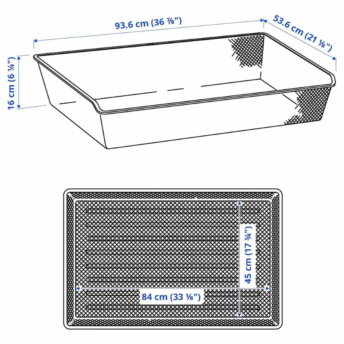 3 x KOMPLEMENT Ikea Mesh basket, white, 100x58cm - Image 1