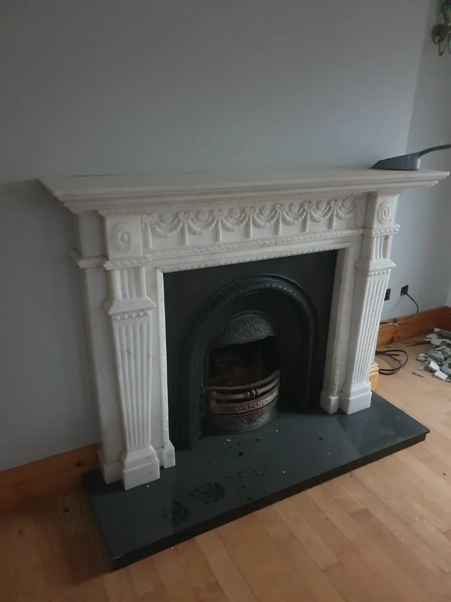 Fireplace - White/Grey Marble - Image 1