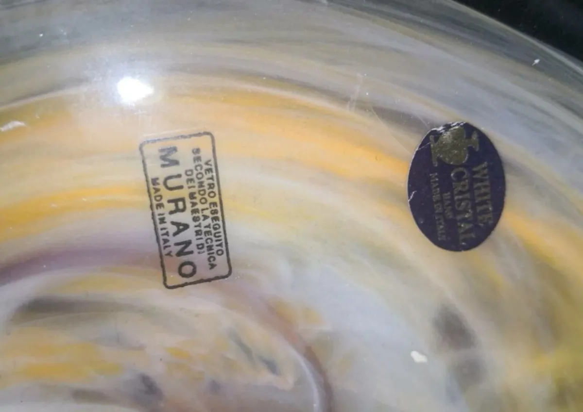 New Murano pedestal bowl with label - Image 3