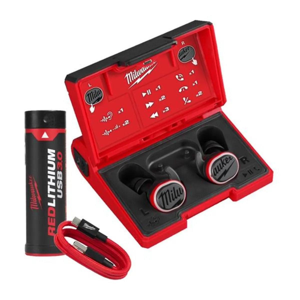 Milwaukee REDLITHIUM Bluetooth Jobsite Earbuds - Image 1
