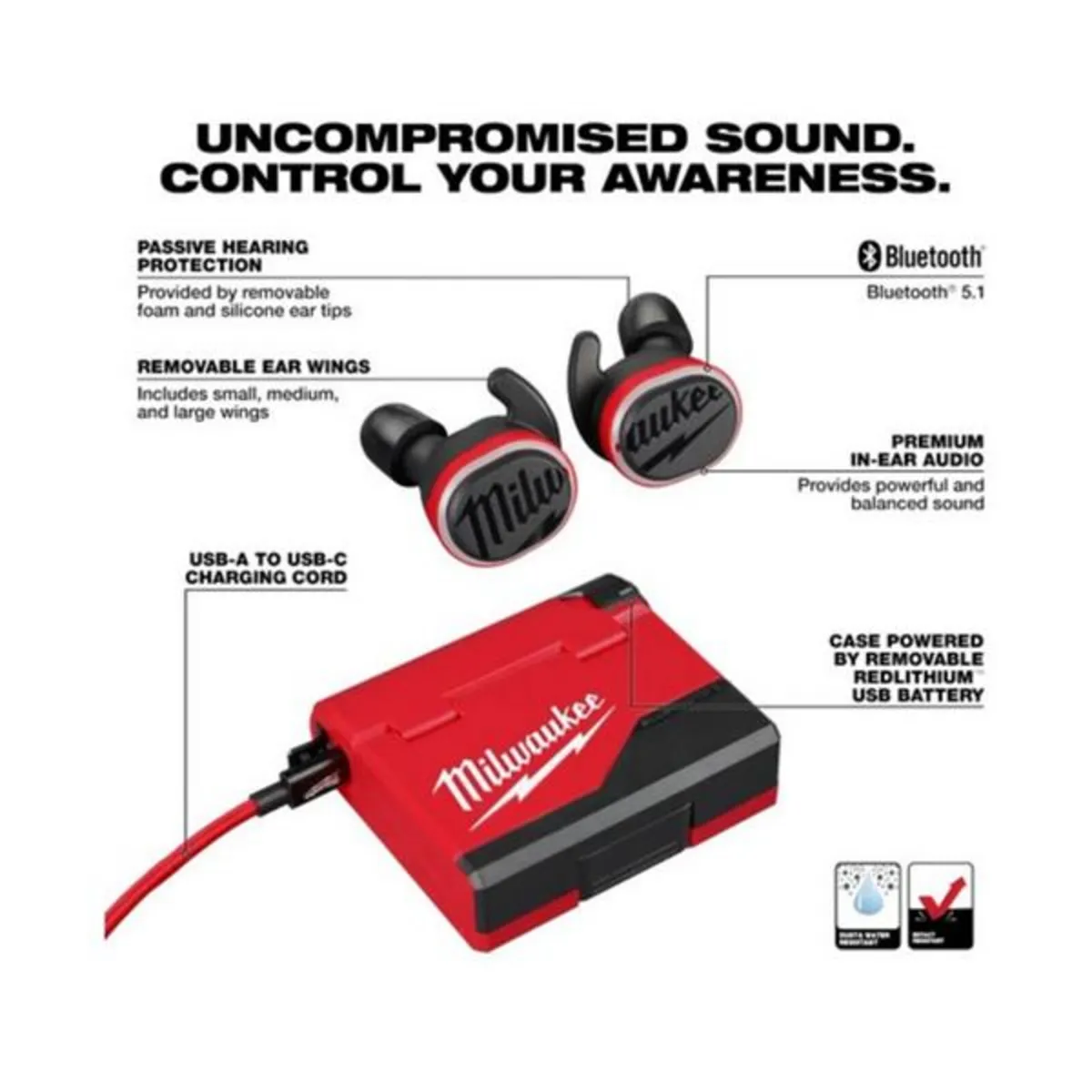 Milwaukee REDLITHIUM Bluetooth Jobsite Earbuds - Image 4