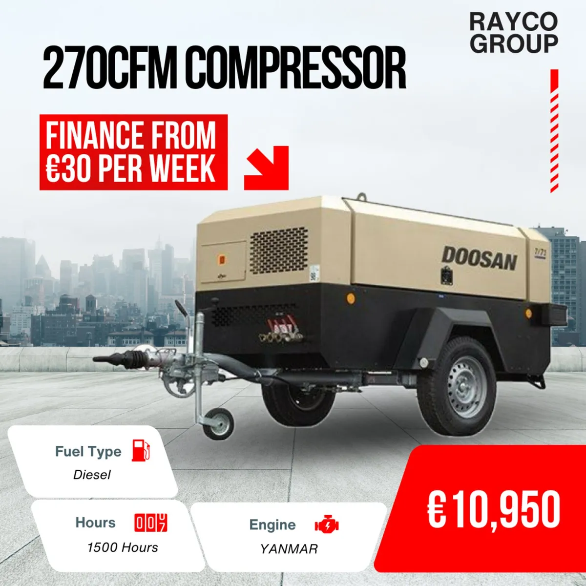 BUY €45 PER WEEK 2016 ATLAS DIESEL AIR COMPRESSOR - Image 3