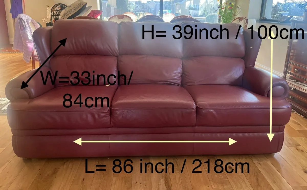 Leather Sofa Suite + 2 Recliner Leather Armchairs - Image 2