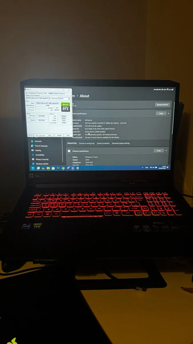 17.3” Acer Nitro 5 gaming laptop RTX 3060 i7 - Image 1