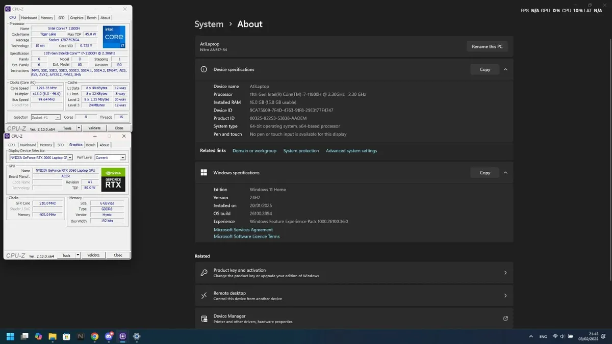 17.3” Acer Nitro 5 gaming laptop RTX 3060 i7 - Image 3