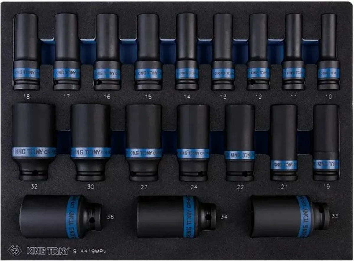 King Tony 19 Pc 1/2" Drive Deep Impact Socket set - Image 1