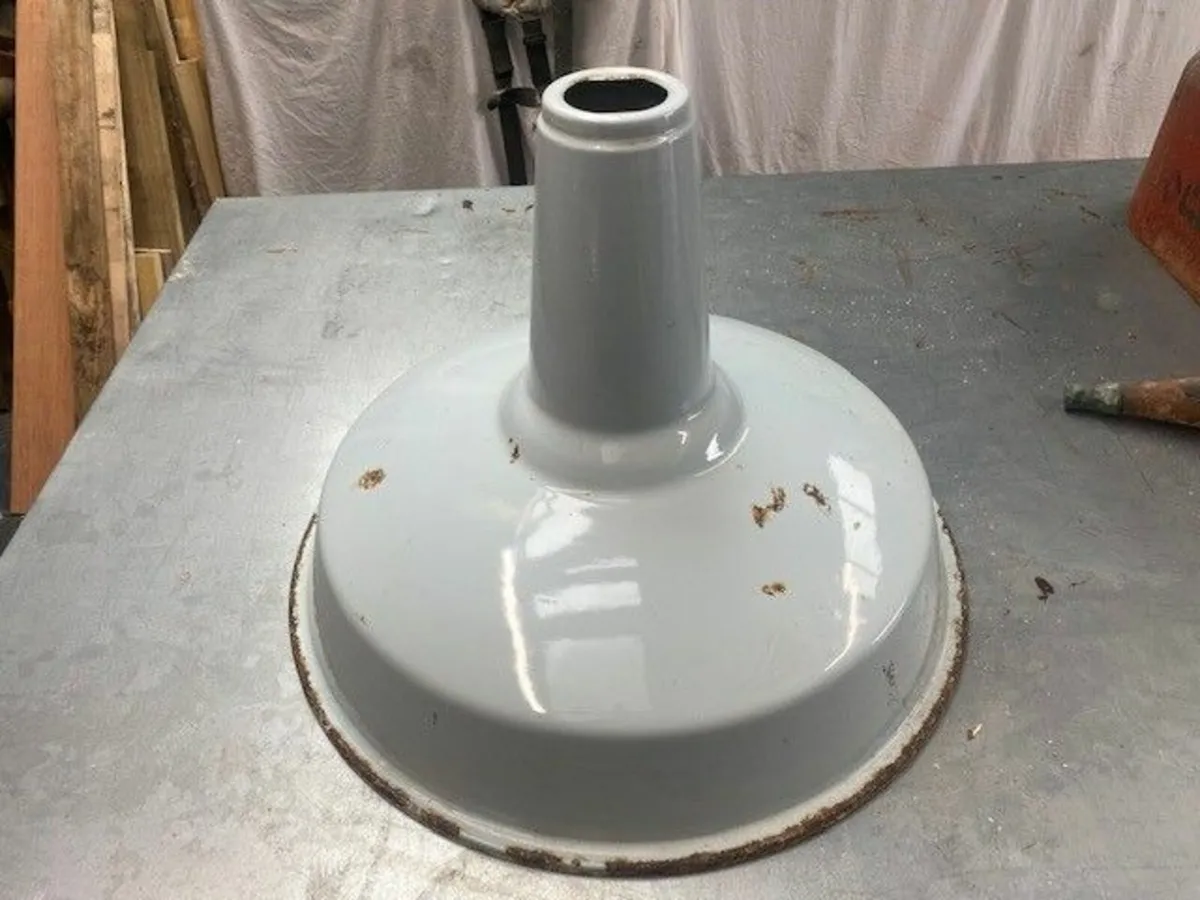 Vintage Enamel Industrial Pendant Lampshade - Image 1