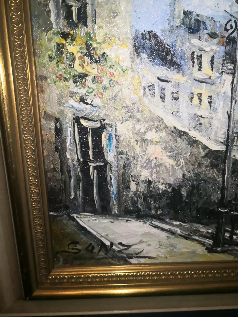 Signed oil painting of city view - Image 2