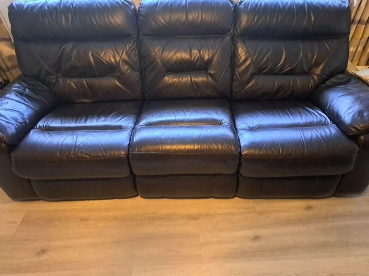 Leather 3 seater reclining sofa - Image 1