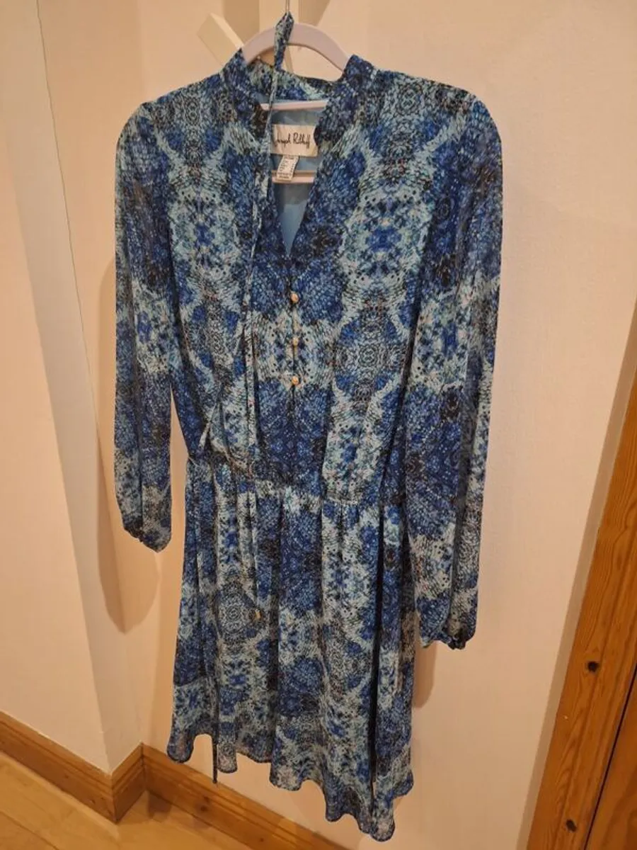 joseph ribkoff blue mix dress size 10 - Image 3