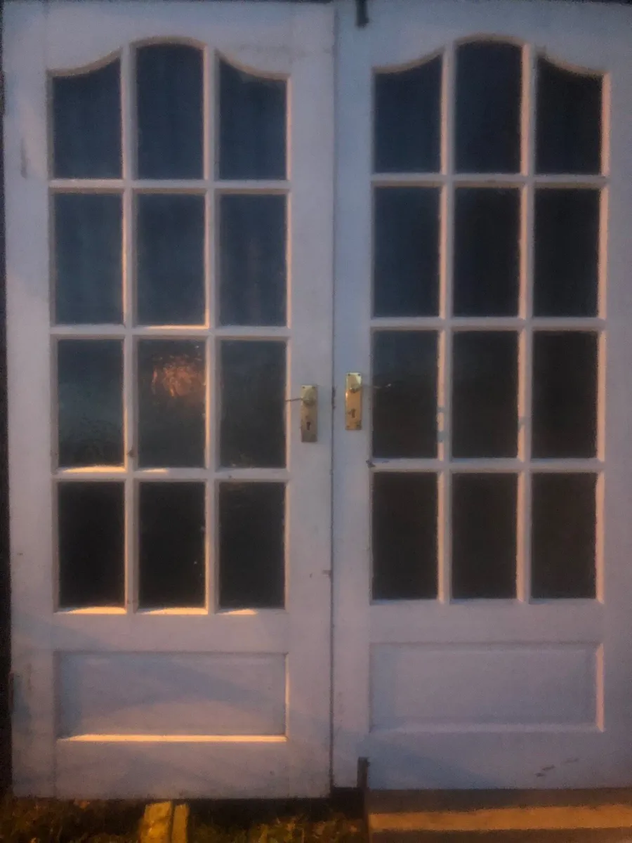 White solid teak double doors - Image 1