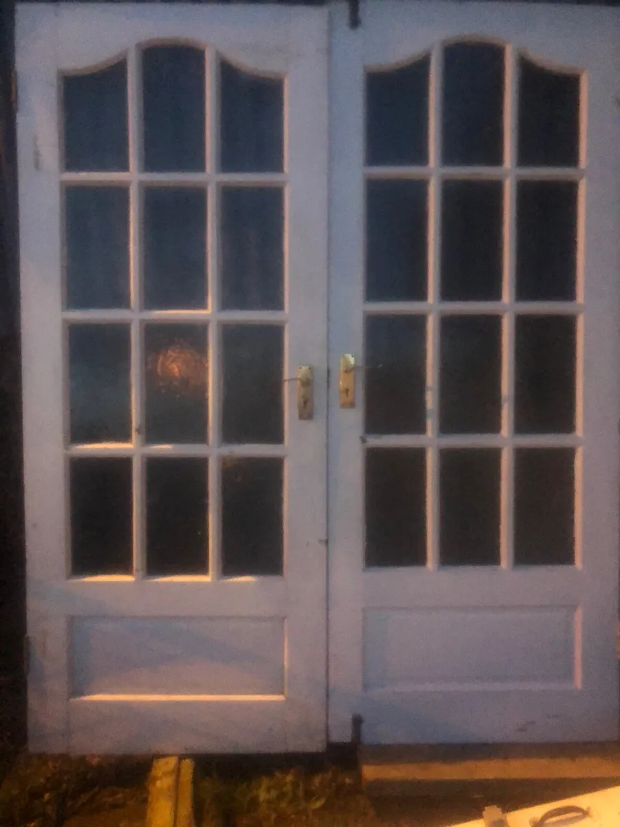 White solid teak double doors - Image 2