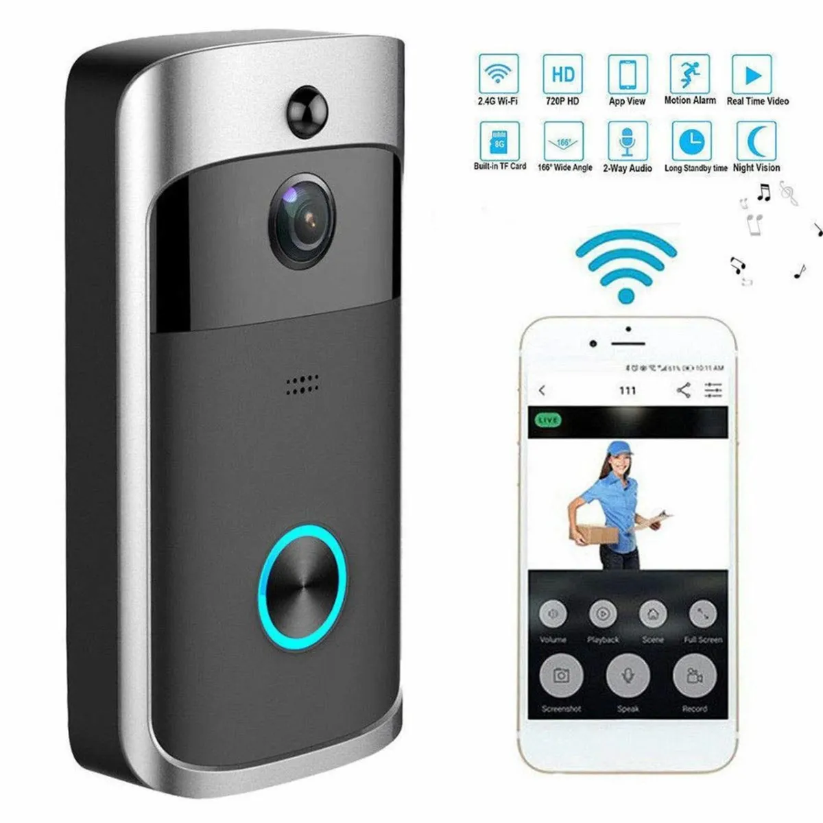 VIDEO DOORBELL WITH BATTERYS AND CHIME - Image 4