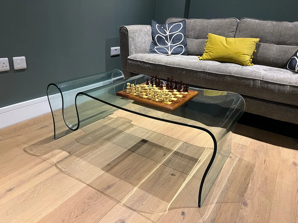 Curved Wavy Tempered Glass Table - Image 1