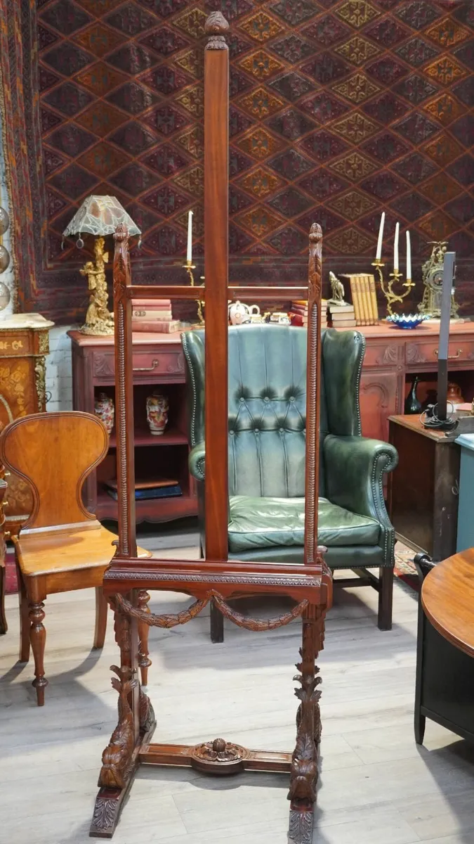 Exquisite Antique Carved Mahogany Easel - Image 2