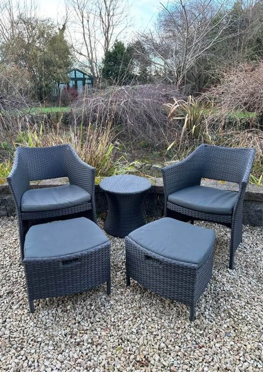 Garden Patio Table, Chairs & Footstools - Image 1