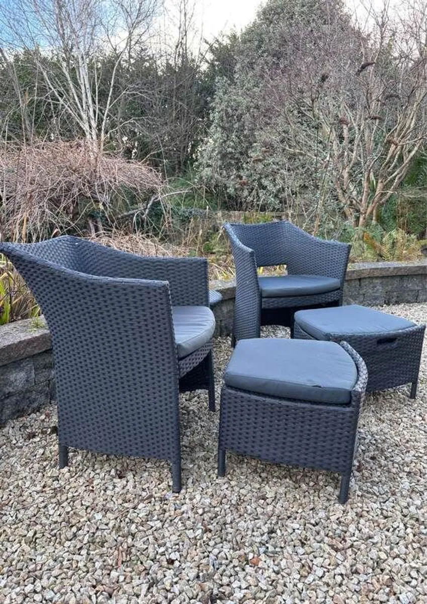 Garden Patio Table, Chairs & Footstools - Image 2