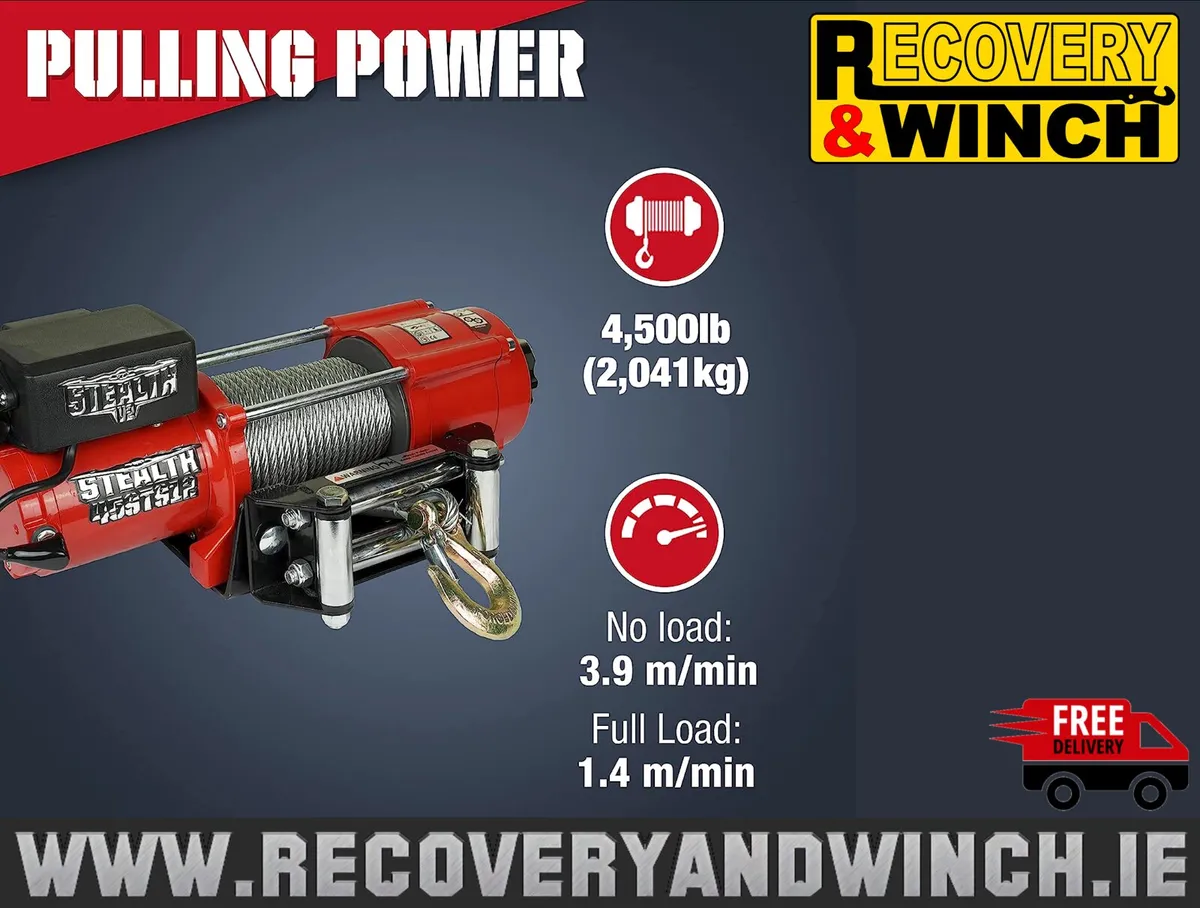 Verricello Elettrico Stealth Winches 4500lb/2040kg - Con Telecomando Wireless E Cavo, Corda Sintetica, Per ATV, Barche E Recupero Veicoli - Foto 8