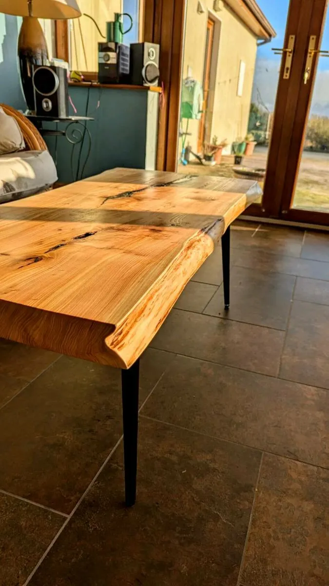 Red Cedar live edge coffee table with epoxy river. - Image 3