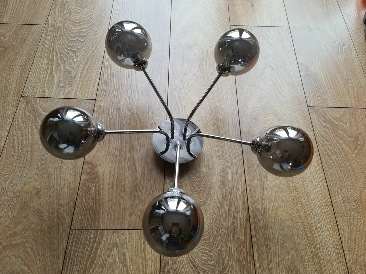 Chrome Ceiling Light with Smoked Mirrored Glass - Image 1