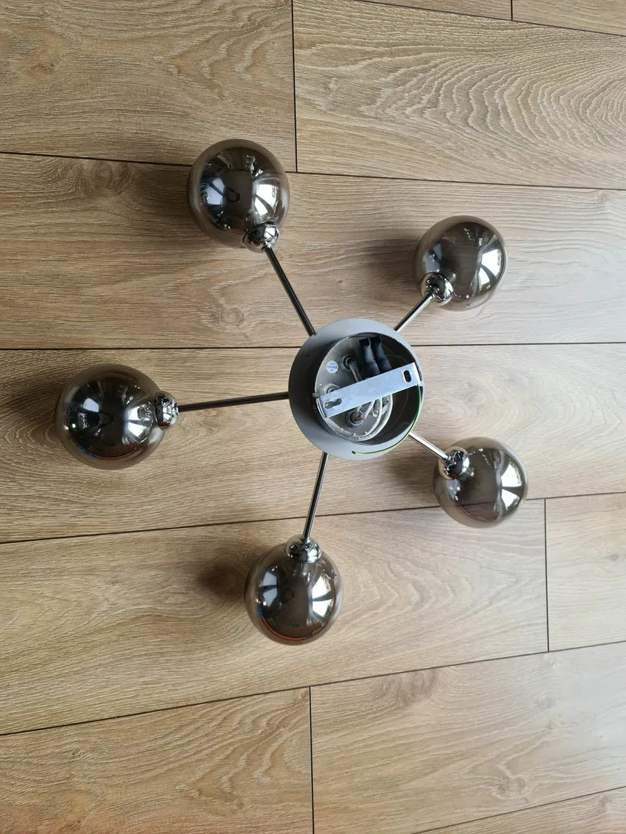 Chrome Ceiling Light with Smoked Mirrored Glass - Image 2