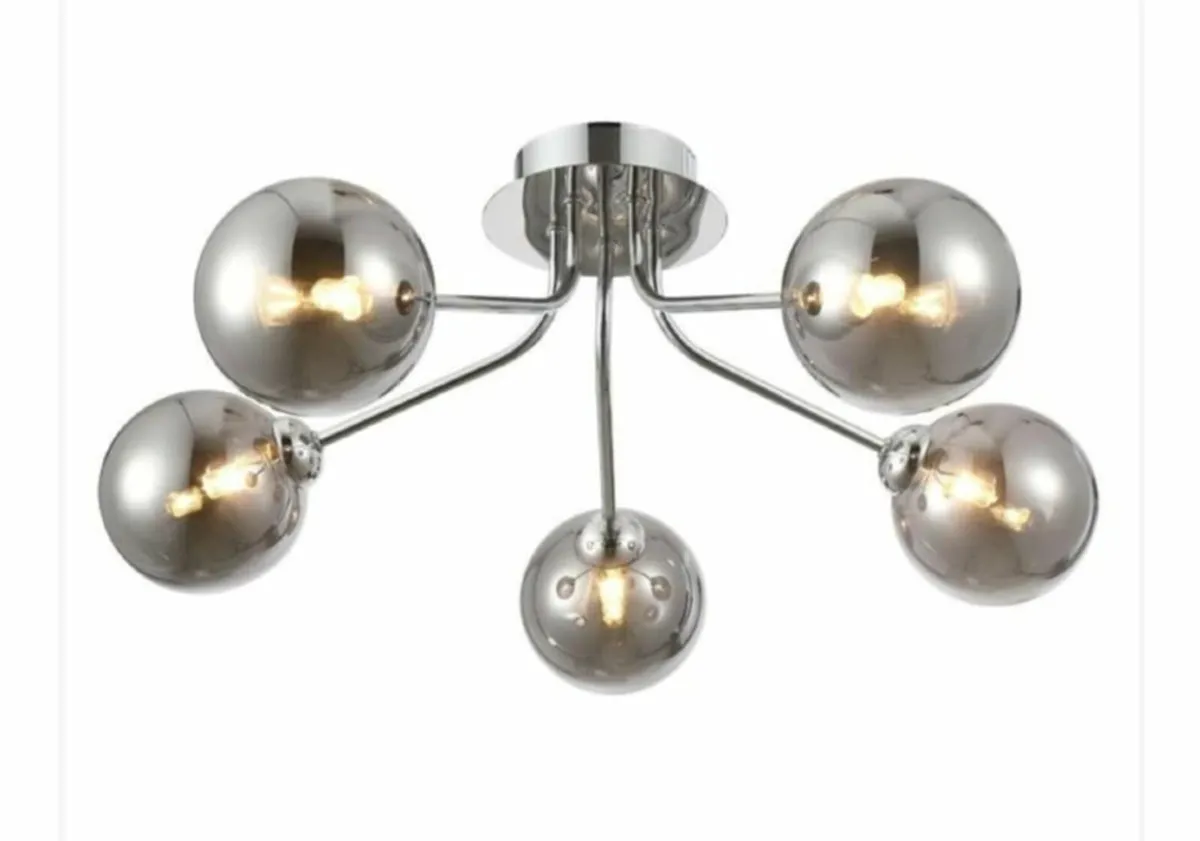 Chrome Ceiling Light with Smoked Mirrored Glass - Image 3
