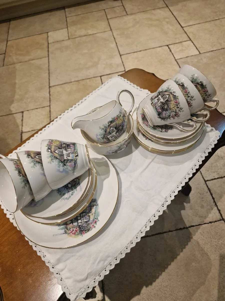 21 Piece Bone China Tea Set, Duchess by Brookfield - Image 3