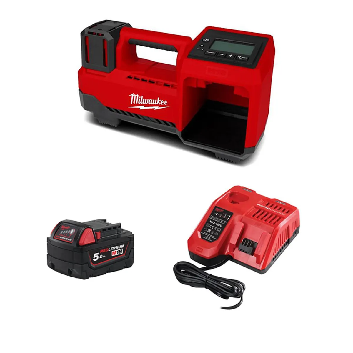 Milwaukee Tyre Inflator 1 x 5.0AH Battery Charger - Image 1