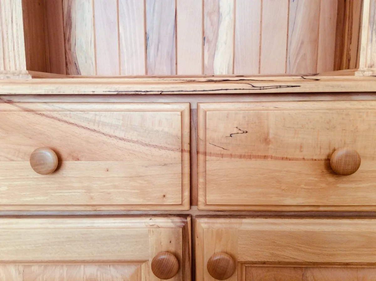 Solid hand made spalted beech dresser - Image 4