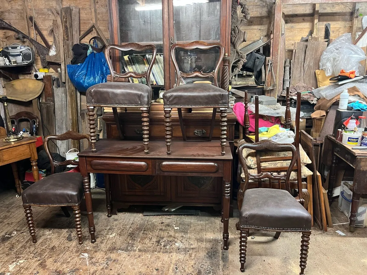 2 side tables Butters tray and set of 4 rosewood c - Image 2