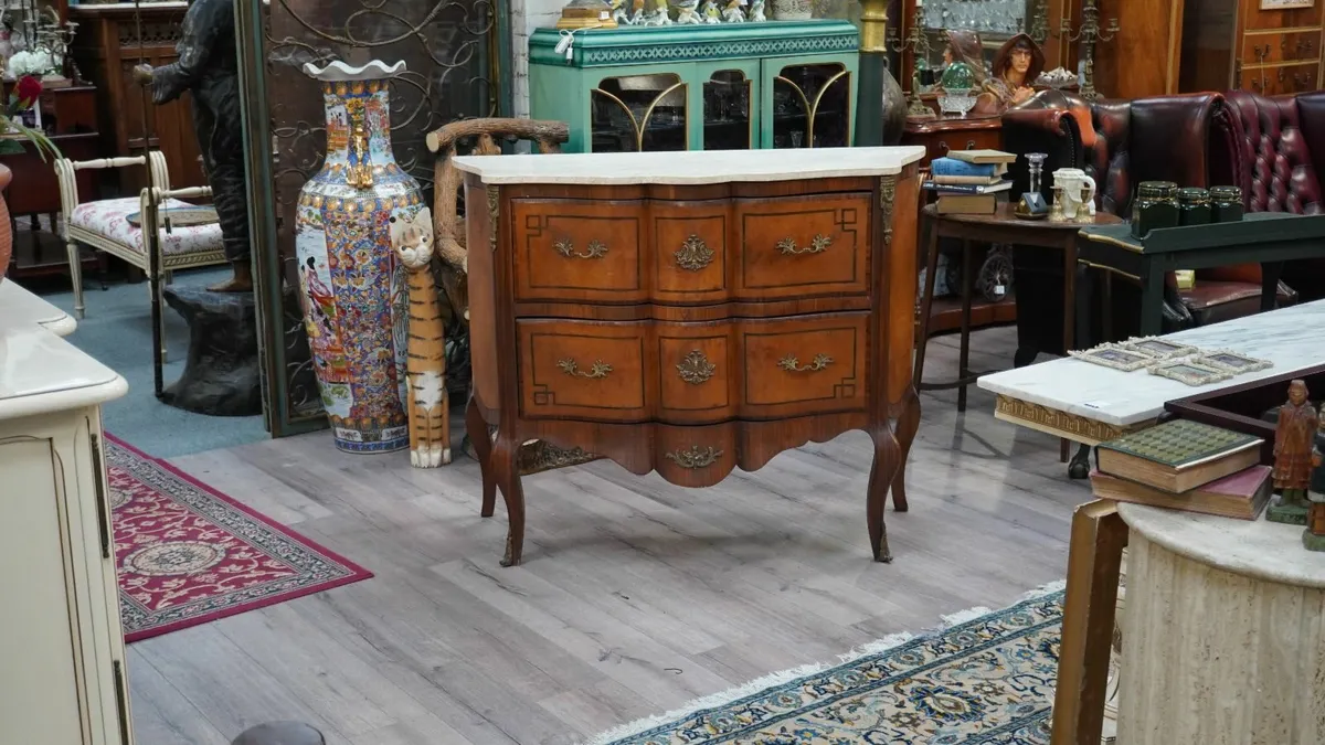 Spanish Antique Chest of Drawers with Marble Top - Image 1