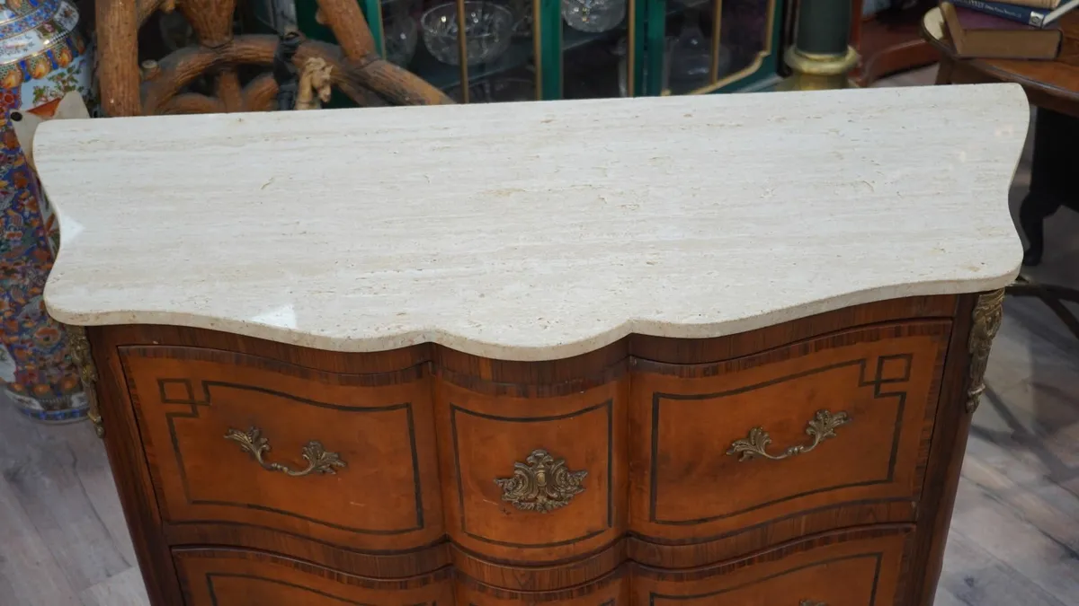 Spanish Antique Chest of Drawers with Marble Top - Image 3