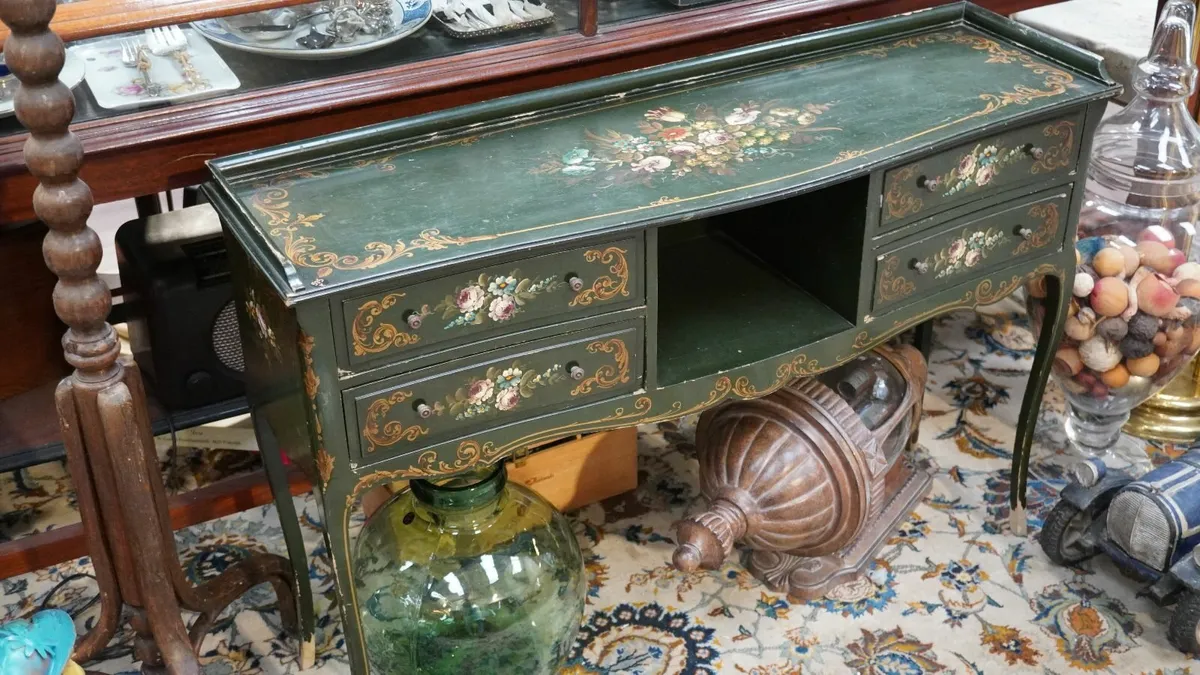 Antique Spanish Hand-Painted Console Table - Image 3