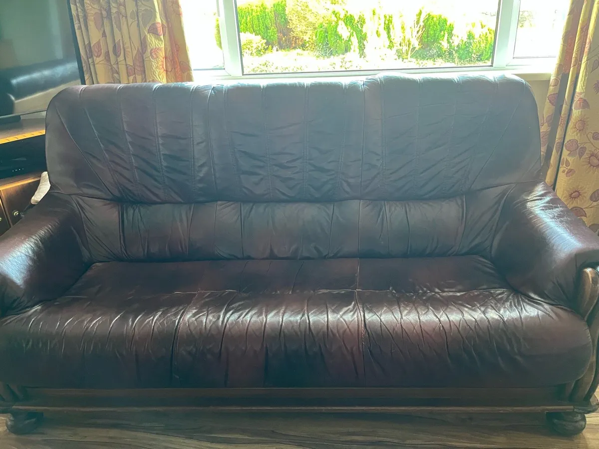 Furniture - Leather Couch & Chairs - Image 2